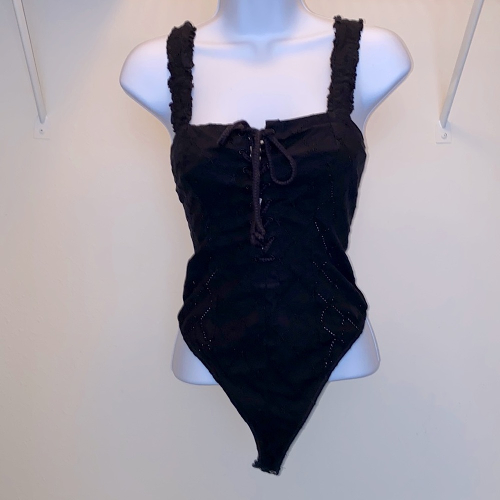 Free people black lace top bodysuit